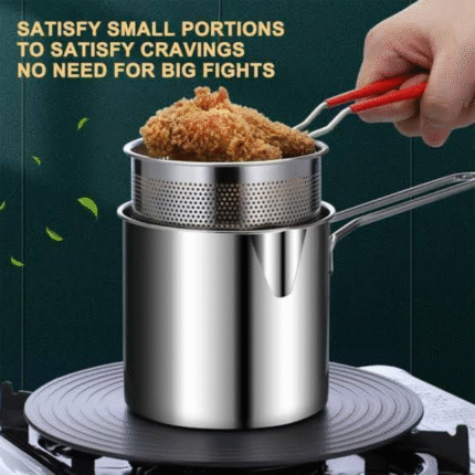 Mini Deep Frying Pot with Oil Drainer Basket