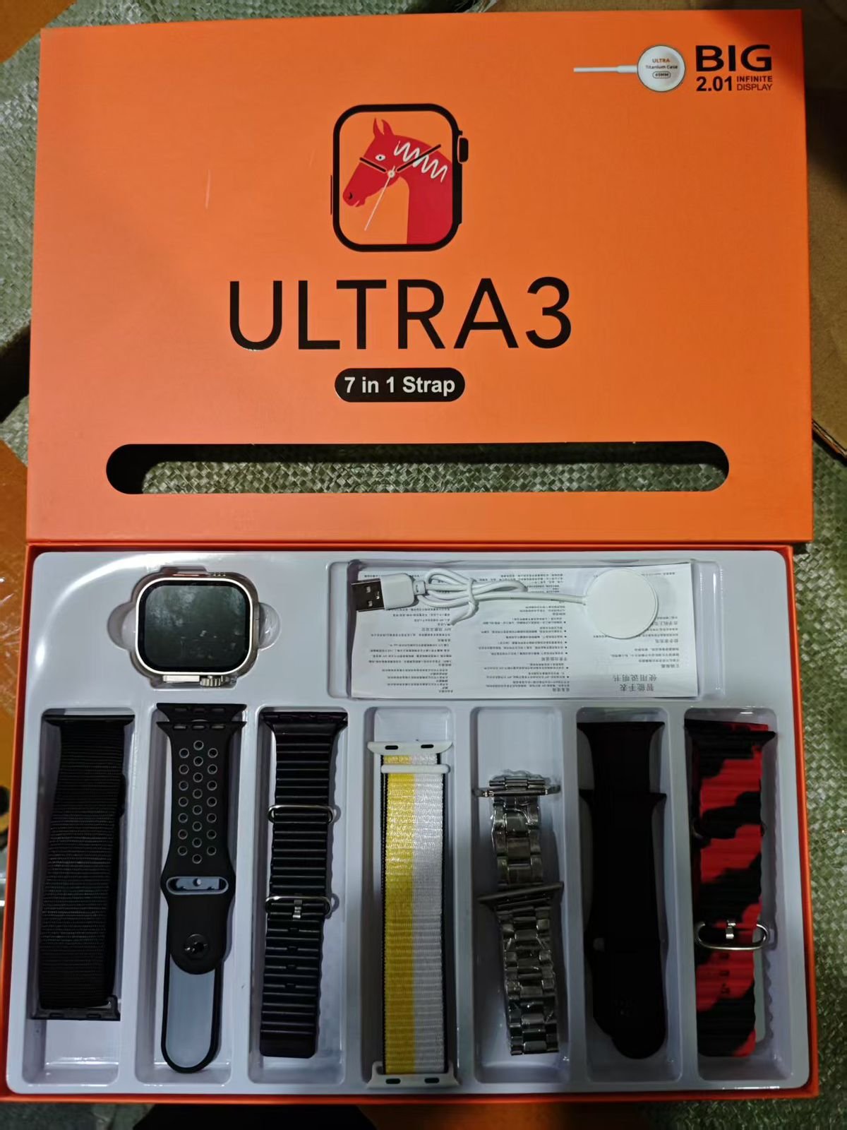 ultra 3 smart watch with 7 different straps